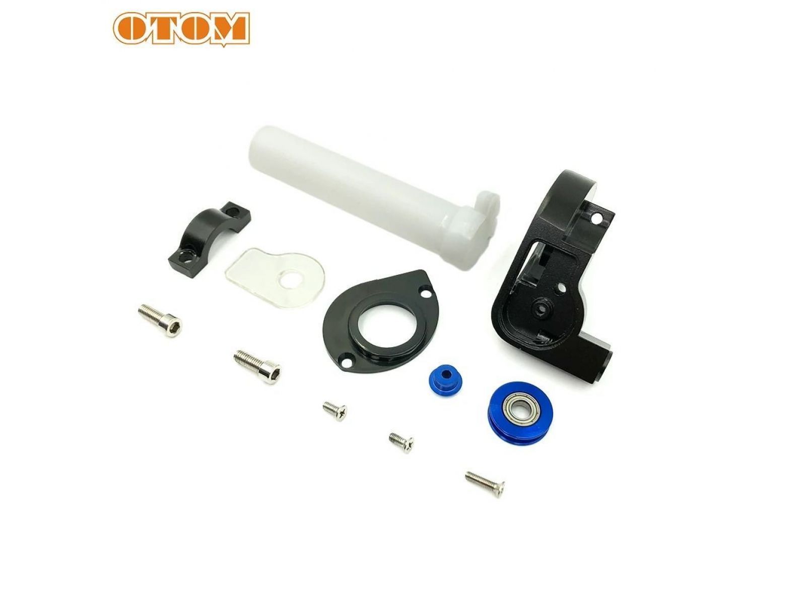 Ручка газа короткоходная, пластиковая втулка, черная, сине-красный ролик